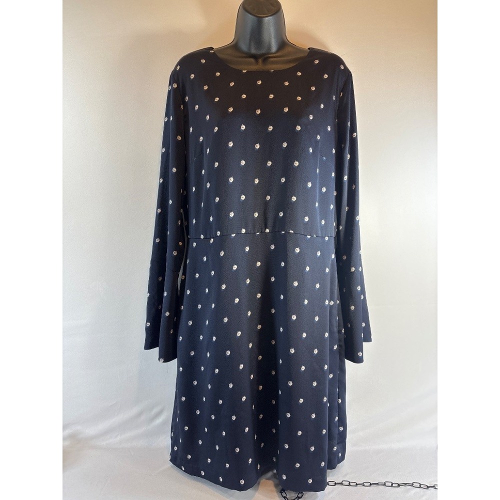 Banana Republic Navy Acorn Print Long Sleeve Midi Dress Size 14